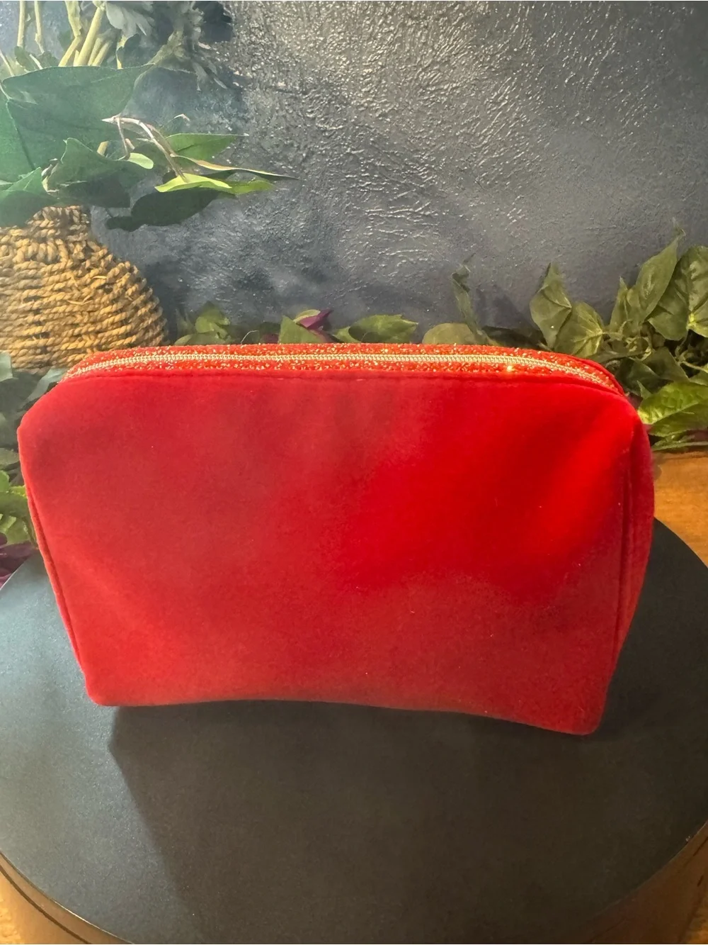 NWOT Chanel Beaute Red Velvet Cosmetic Pouch